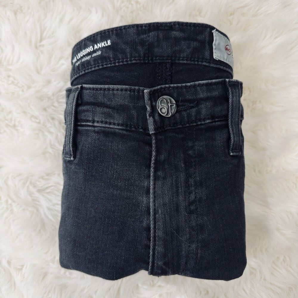 AG ED Adriano Goldschmied Legging Jeans 29 (30x28) Washed Black Distress Womens - Picture 10 of 11